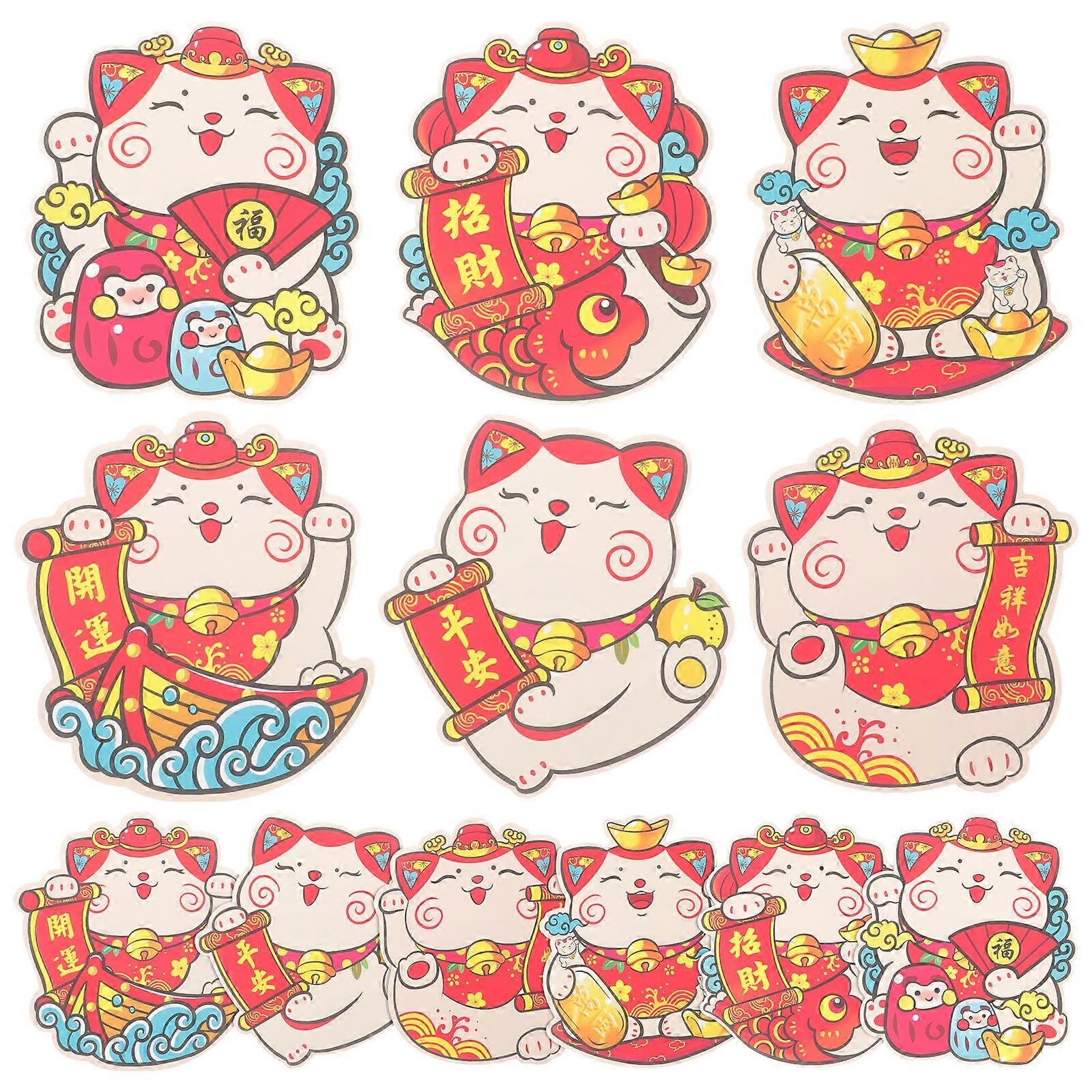New Year Red Envelopes Cartoon Cat Money Packet Chinese New Year 12Pack