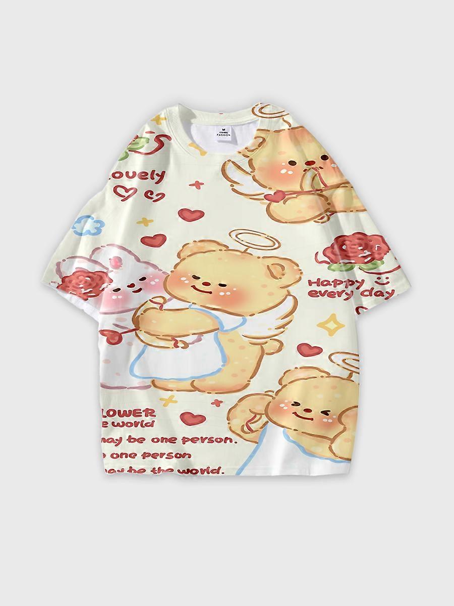 T-shirt round neck Pattern loose short sleeve O236