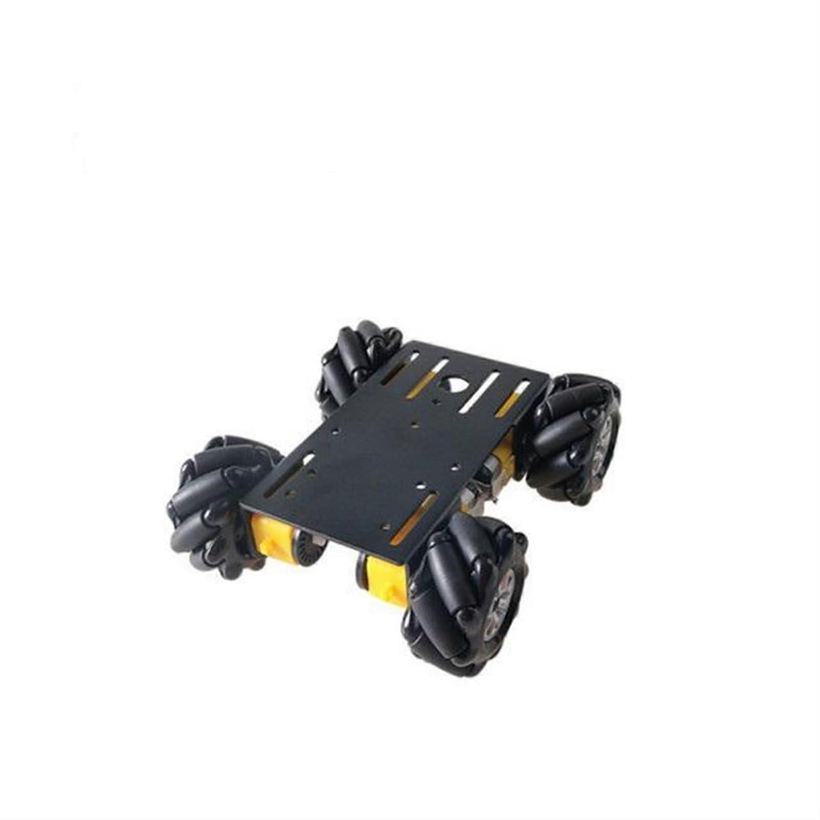 4WD 60 mm Mecanum Wheel Smart Robot Car Chassis Kit 4 Pieces TT Motors Disassembled for DIY Maker Learning (Size: Black)