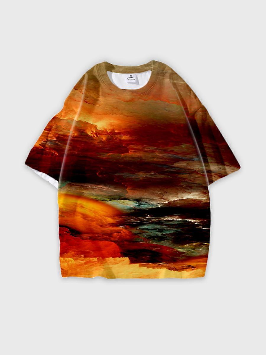 T-shirt round neck Pattern loose short sleeve B1182