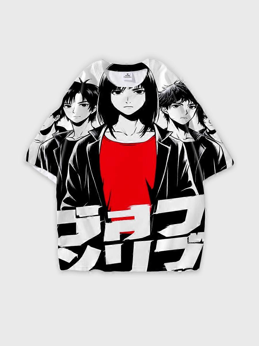 T-shirt round neck book Characters Pattern loose short sleeve B1781