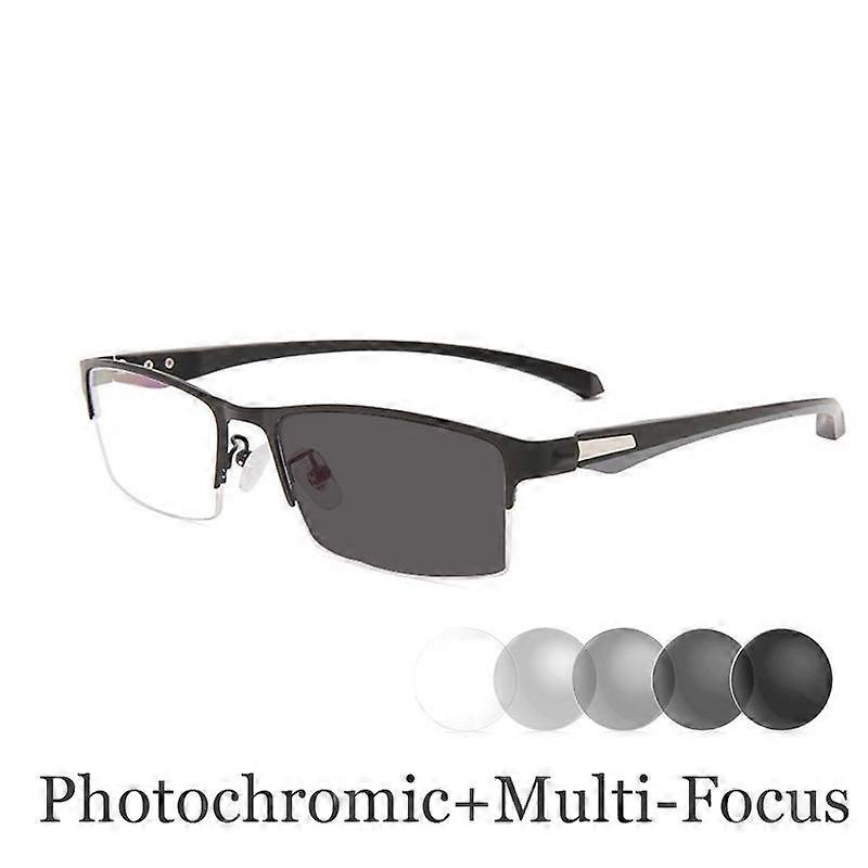 Business Titanium Multifocal Reading Glasses TR90 Photochromic Progressive Bifocal Presbyopia UV Shades