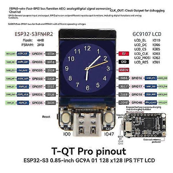 NerdMiner T-QT ESP32S3 GC9A01 0.85-inch LCD display module for Nerd Miner Bitcoin Solo Lottery Mine