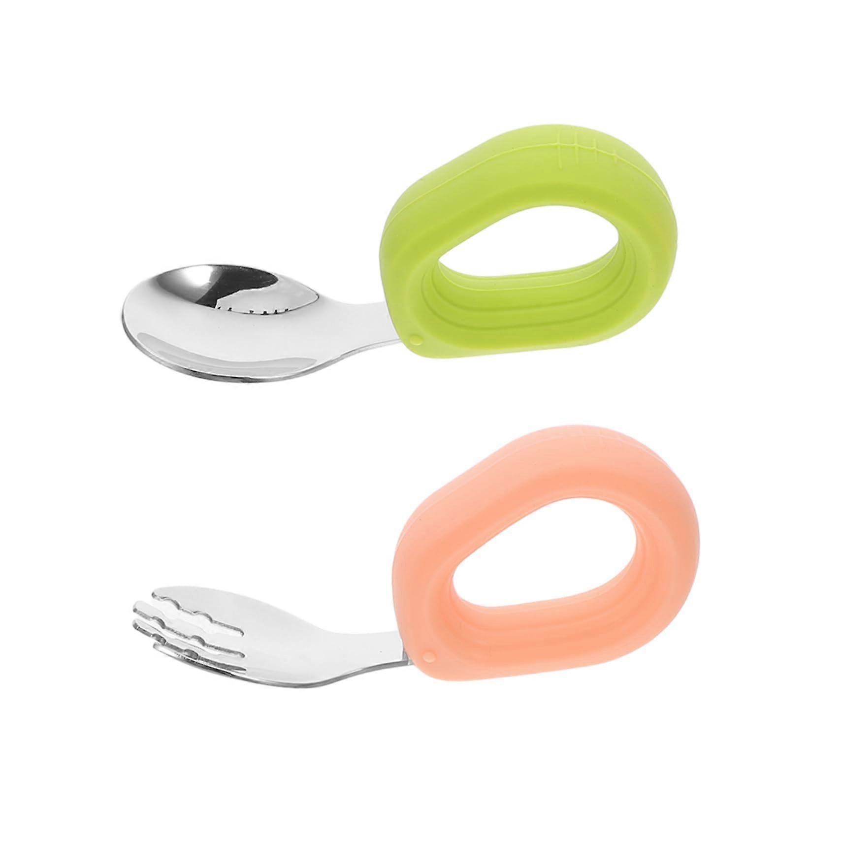 Spoons And Short-Handle Spoons And Forks For Toddlers 1 Set Dinnerware Toddler Utensils Silica Gel Cute Tableware