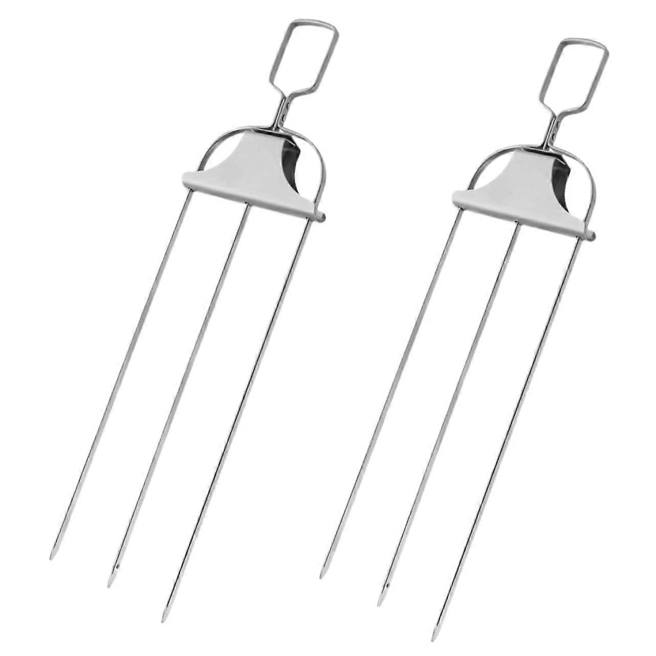 Rotating Barbecue Forks Stainless Steel Pack Of 2 For Home And Outdoor Grilling Skewers With Rotating Function