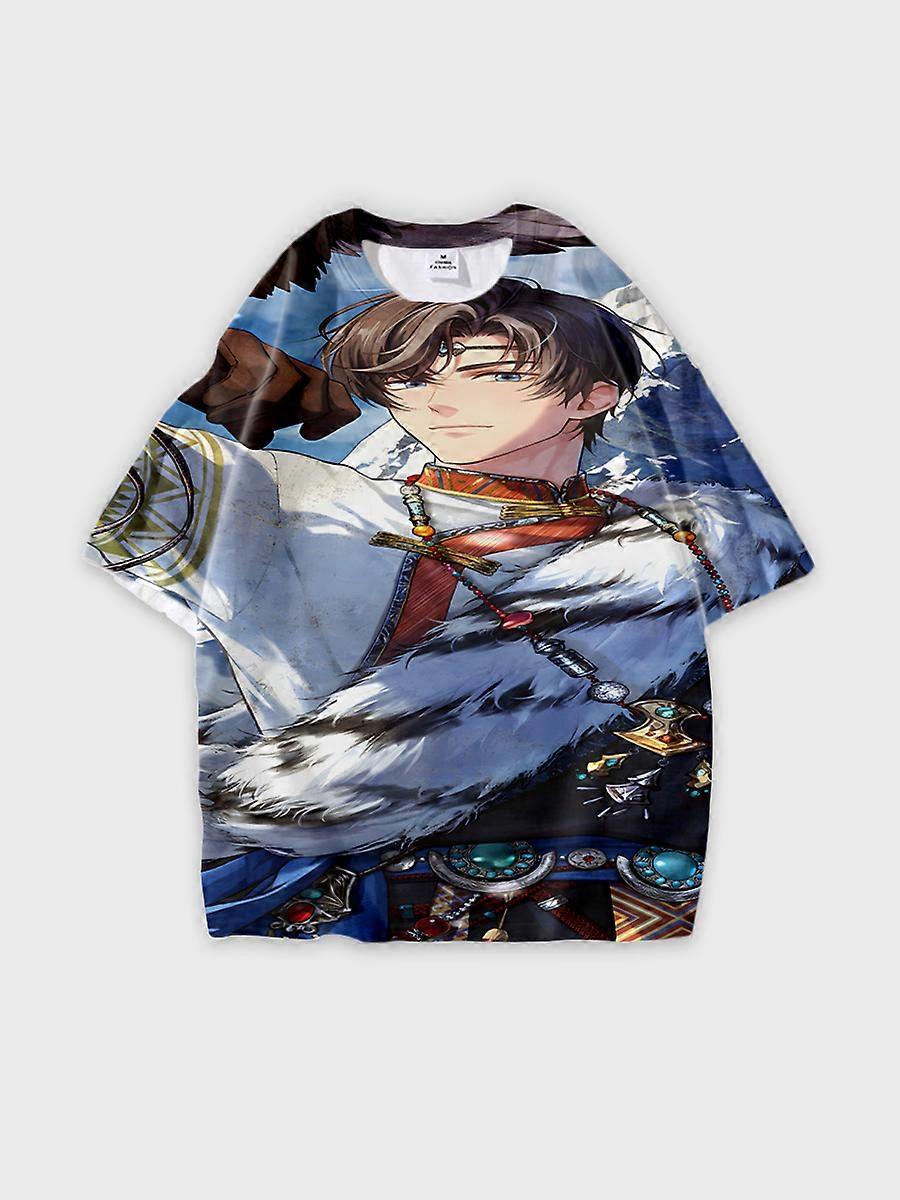 T-shirt round neck Role Pattern loose short sleeve E3413