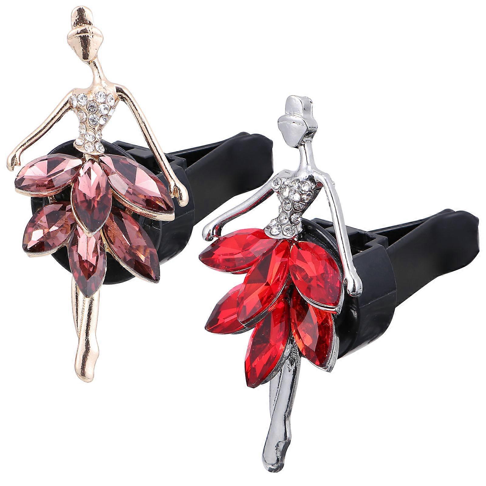 Creative Car Aromatherapy Clip With Odor Removal Functionality In Assorted Color Ballerina Shape For Women 2Pcs
