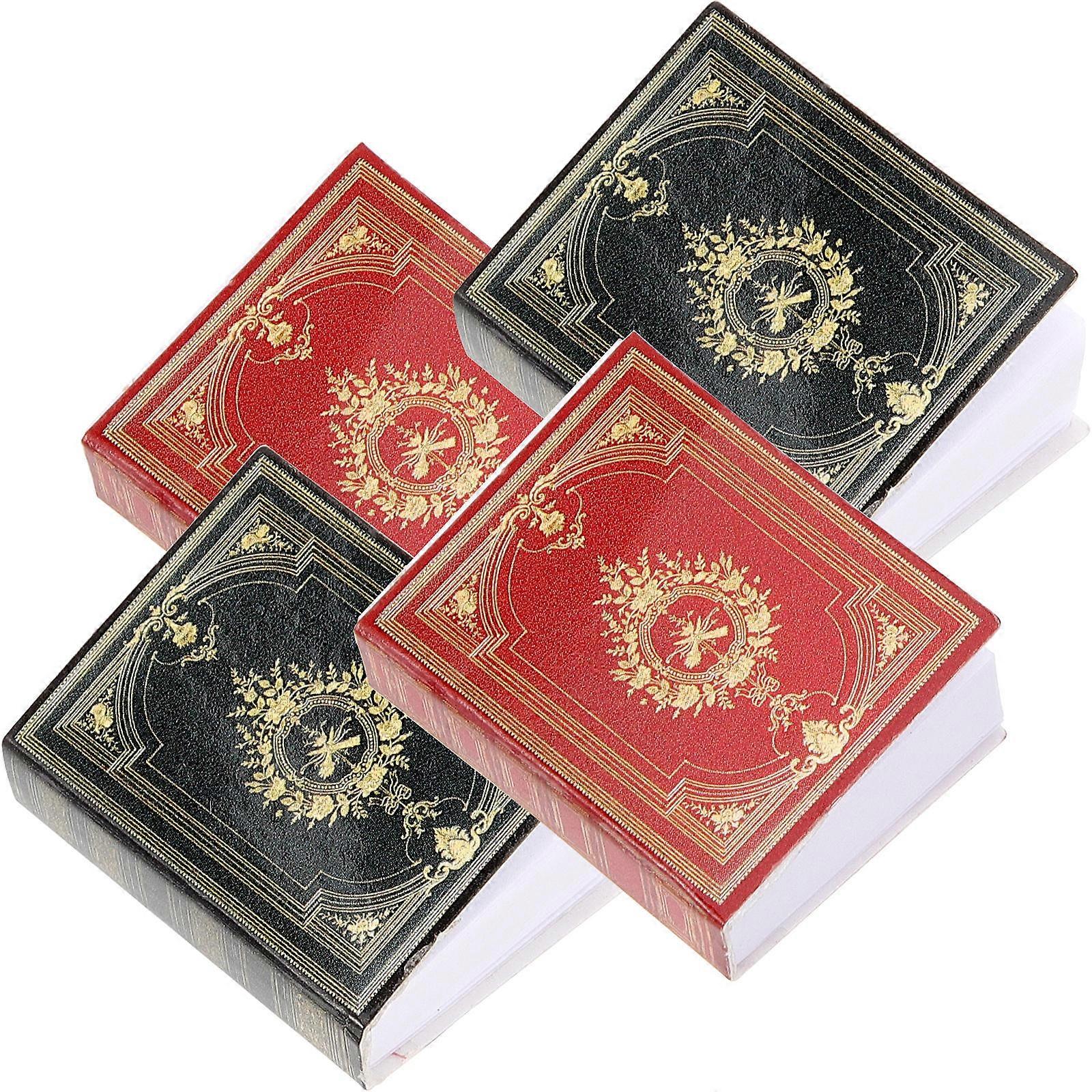 Assorted Color Miniature Paper Books for Doll House Decorative Accessories 4pcs