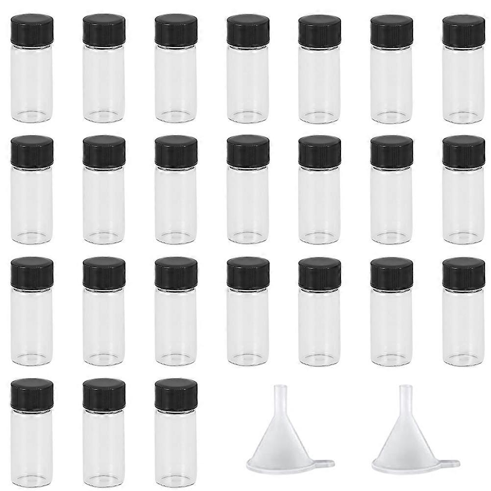 24Pcs Glass Vials With Lids Mini Clear Bottles For Travel Use 5ml Capacity Featuring Round Bottom Design