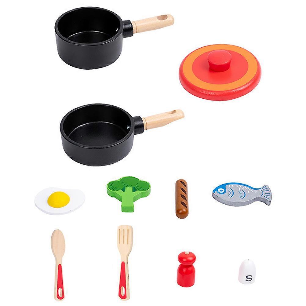 Wooden Kitchenware Playset for Kids Pretend Play Toys Durable and Colorful Assorted Colors