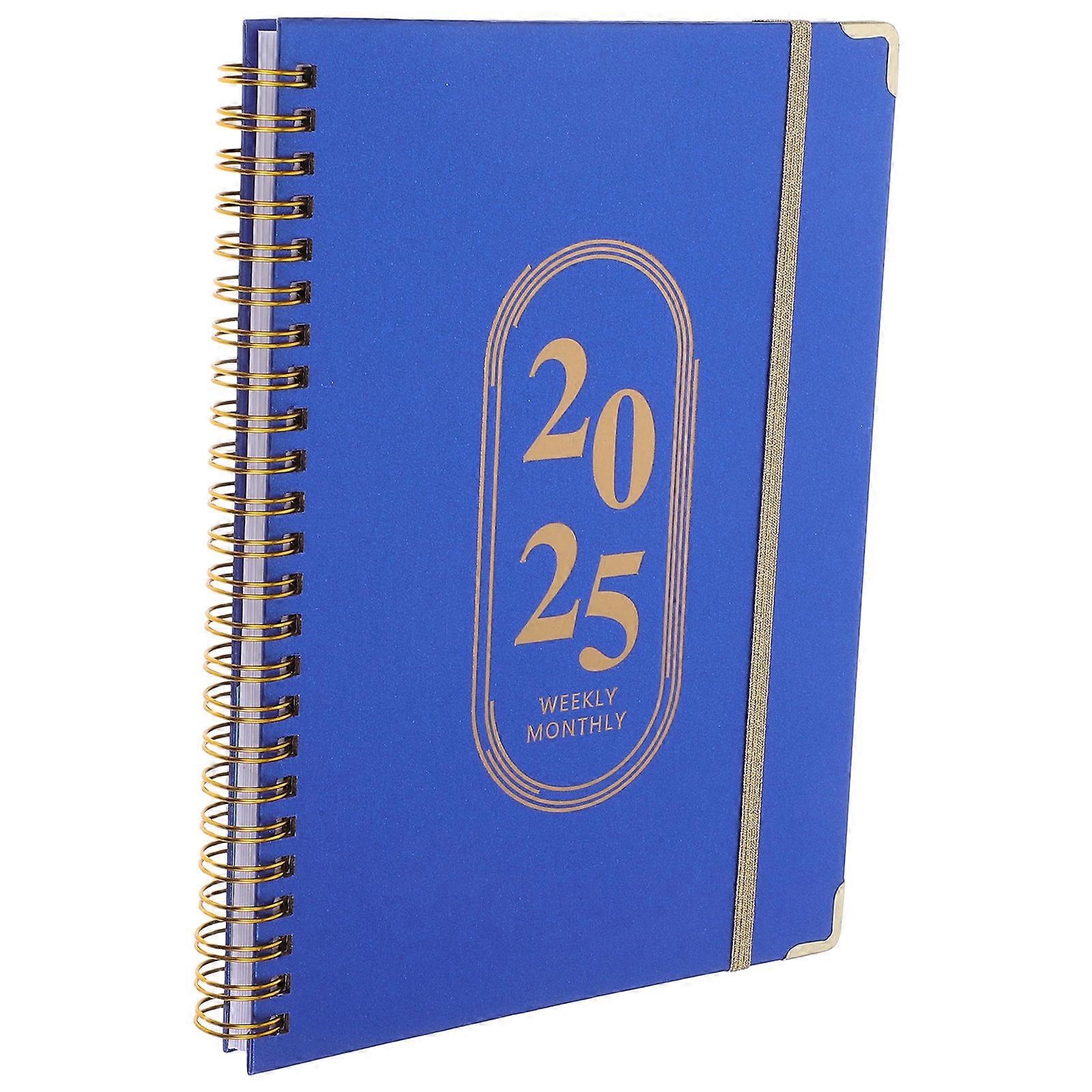 Dark Blue Planner Book with Spiral Binding for Students Flexible Weekly and Monthly Large A5 Size