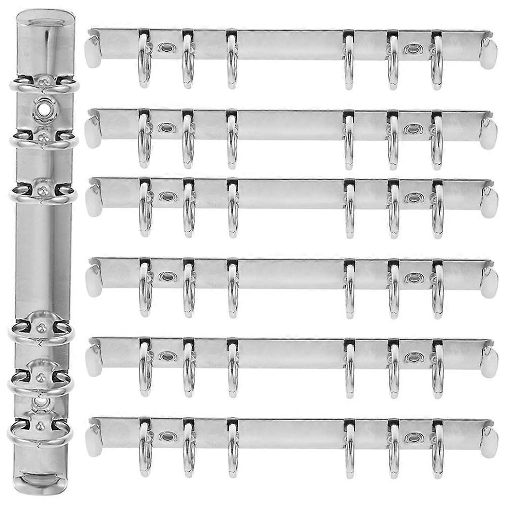 A6 Metal Binder Ring Mechanisms for Notebook Silver Reliable with 7 Pieces