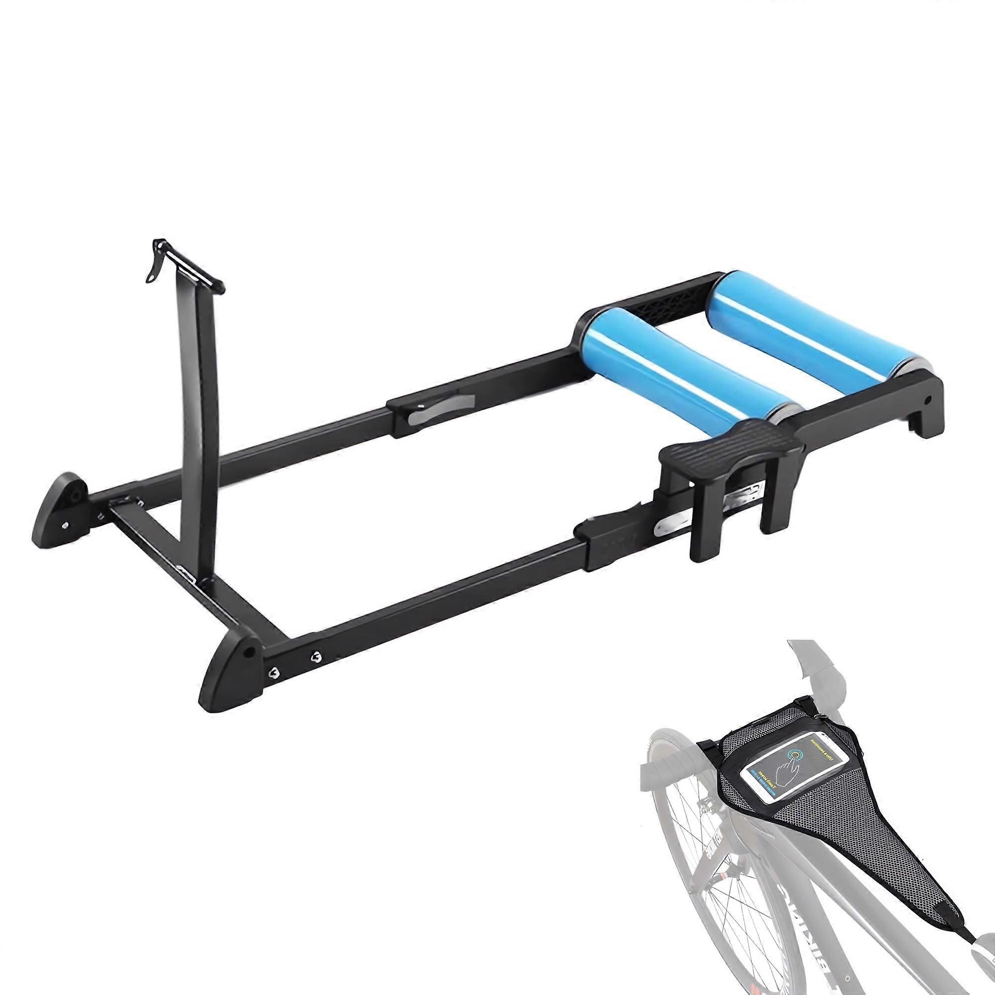 Roller Trainer for Bicycles, Portable Exercise Bike, Bicycle Training Stand Platform for 2429 Inch Mountain Bikes Blue