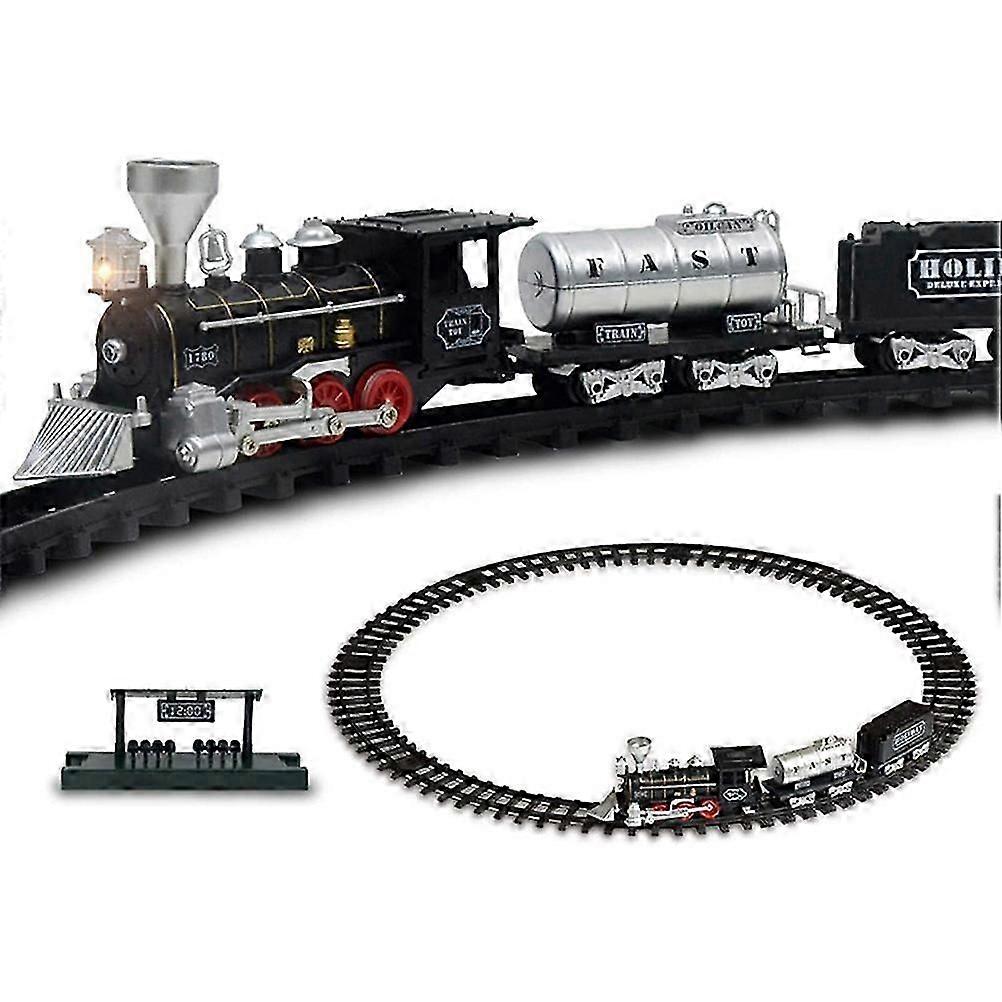 Simulated Retro Track Train Set Electric Train Sets with Light and Sound Christmas Toy Gift