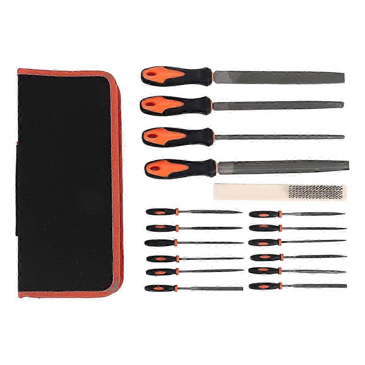 17Pcs Forged Alloy Steel File Set with Carry Case, Precision Flat/Triple-Cornered/Half-Round/Round L