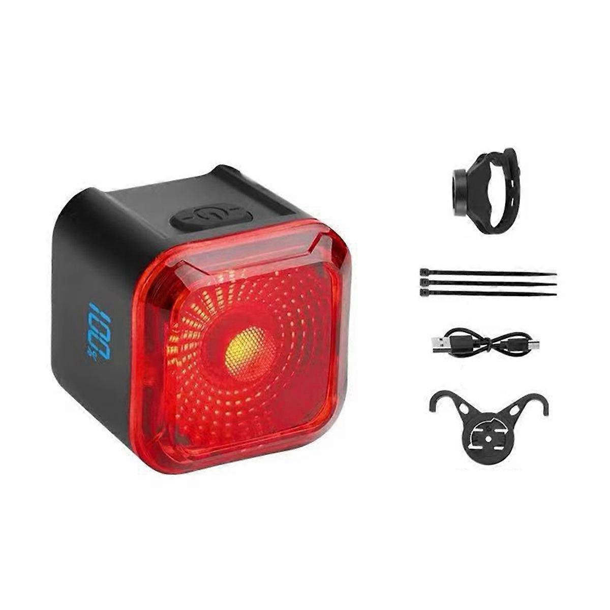 Bike Tail Light with LED Display Screen, Type-C Rechargeable Waterproof Bicycle Taillight Rear Bike