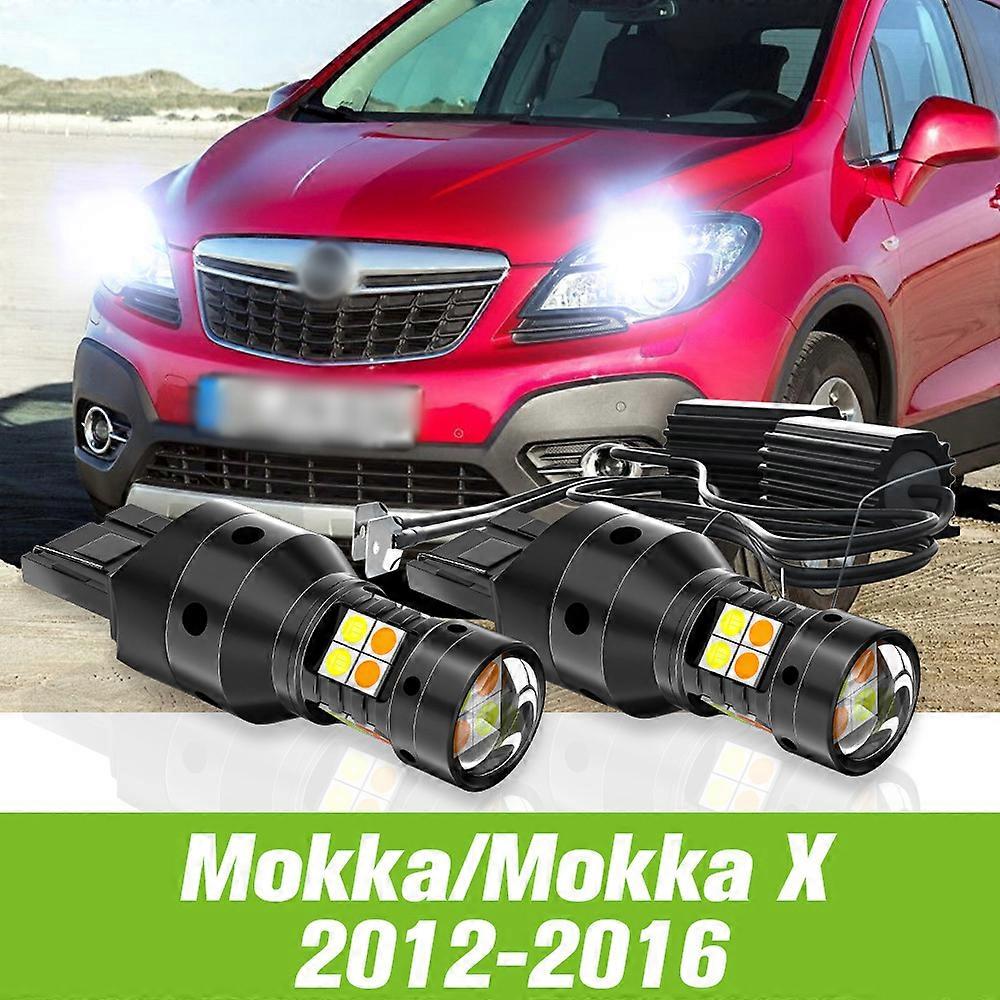 2pcs For Opel Mokka X 2012-2016 Dual Mode LED Turn Signal+Daytime Running Light DRL 2013 2014 2015 Accessories