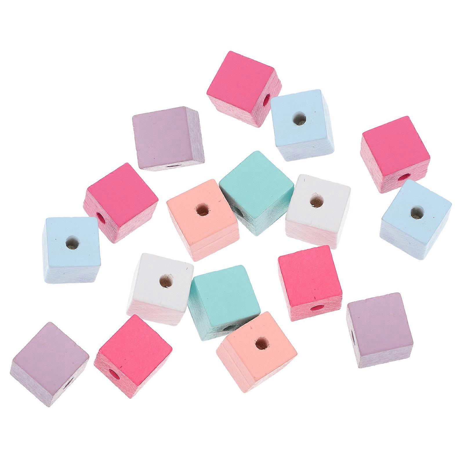Jewelry Making Accessories 30Pcs Square Wood Loose Beads For Bracelet Necklace Kids And Adults Assorted Color Craft Projects