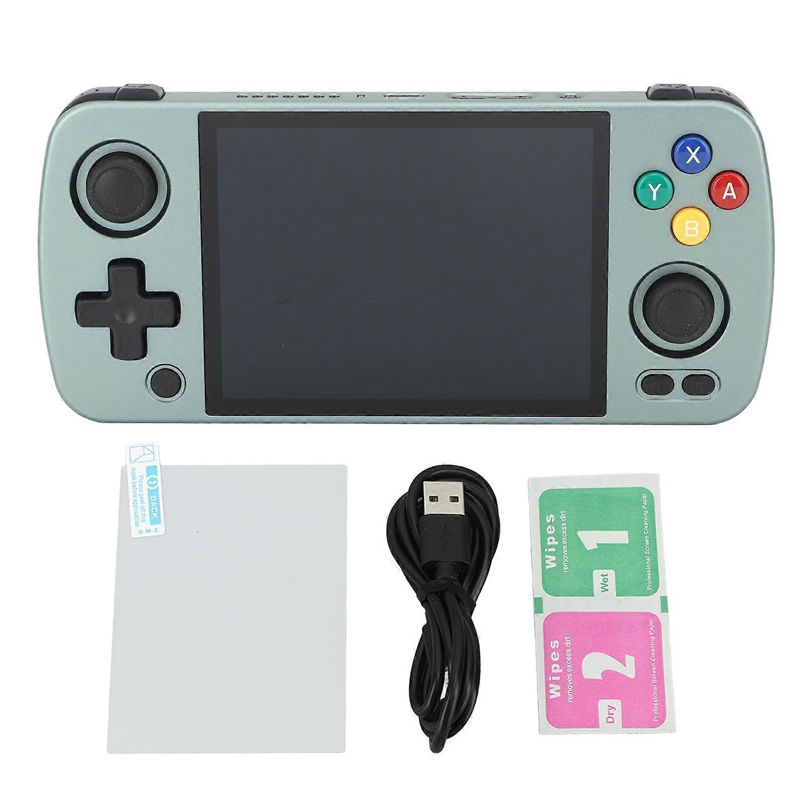 RG405M Handheld Game Console Various Games HD Screen Aluminium Alloy Gaming Machine for Android English Grey 128G+128G Memory Card