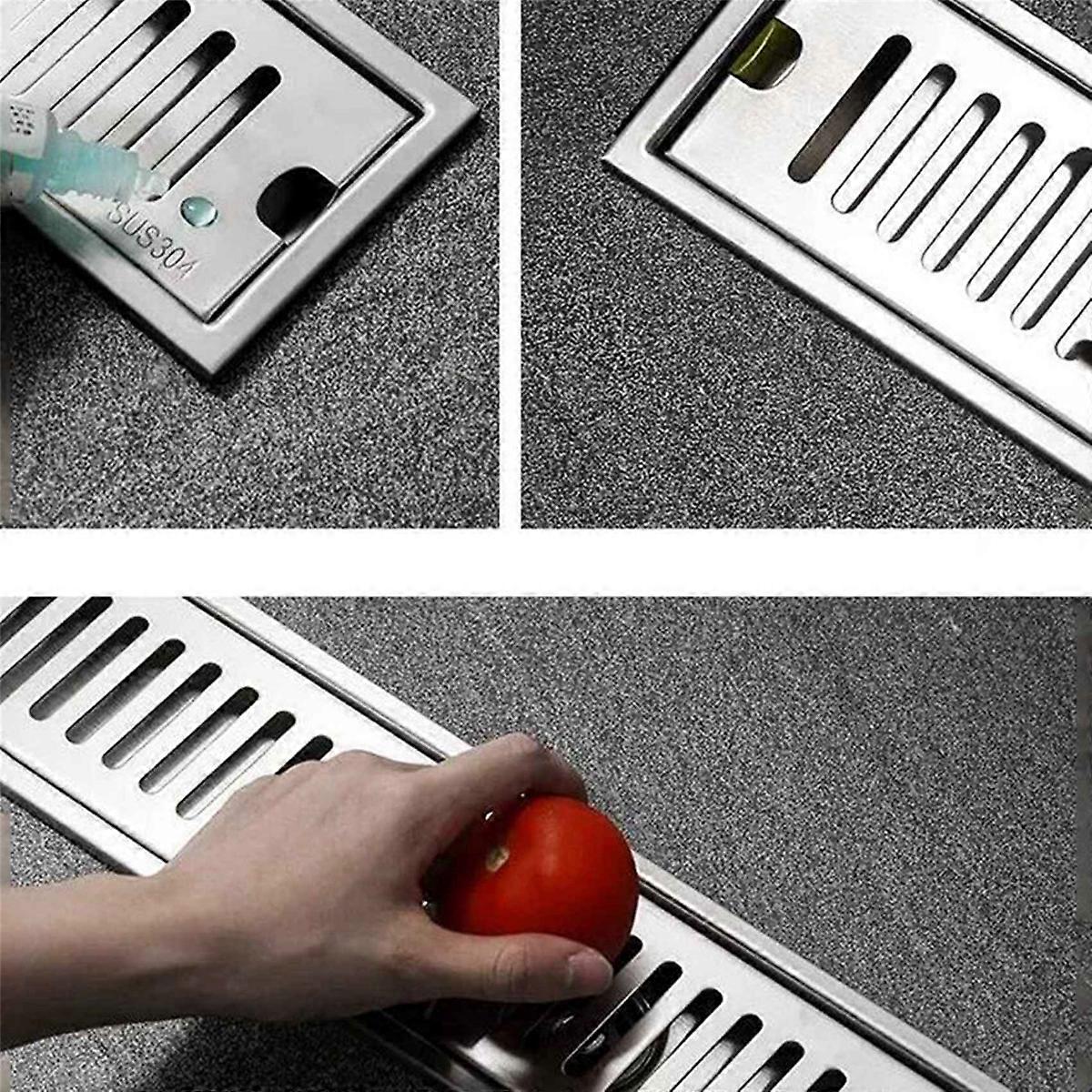 3X Rectangular Linear Shower Floor Drain Long Linear Drainage Channel Drain for Hotel Bathroom Kitch