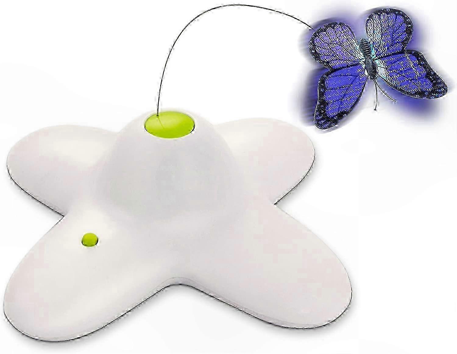 Fluttering Butterfly Cat Toy with Replacement Flashing Wings for Interactive Play