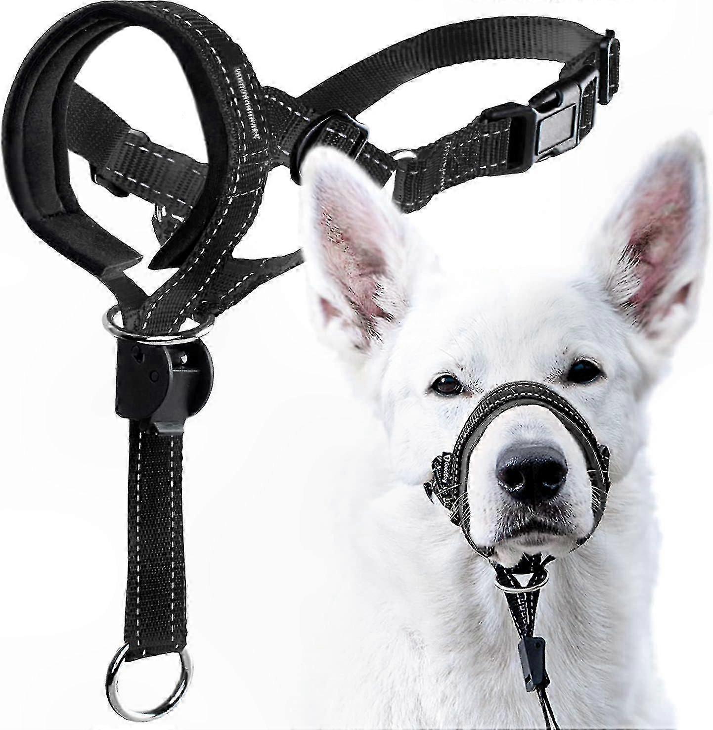Adjustable Dog Head Collar with Reflective Safety Strap, No-Pull Training Harness for Dogs