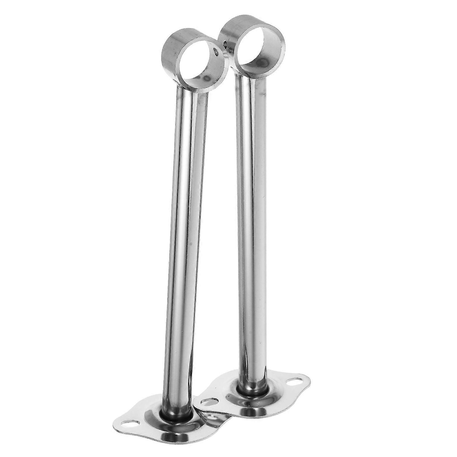 2pcs Stainless Steel Ceiling Support Bracket for Wardrobe Pipe Closet Shower Curtain Rods