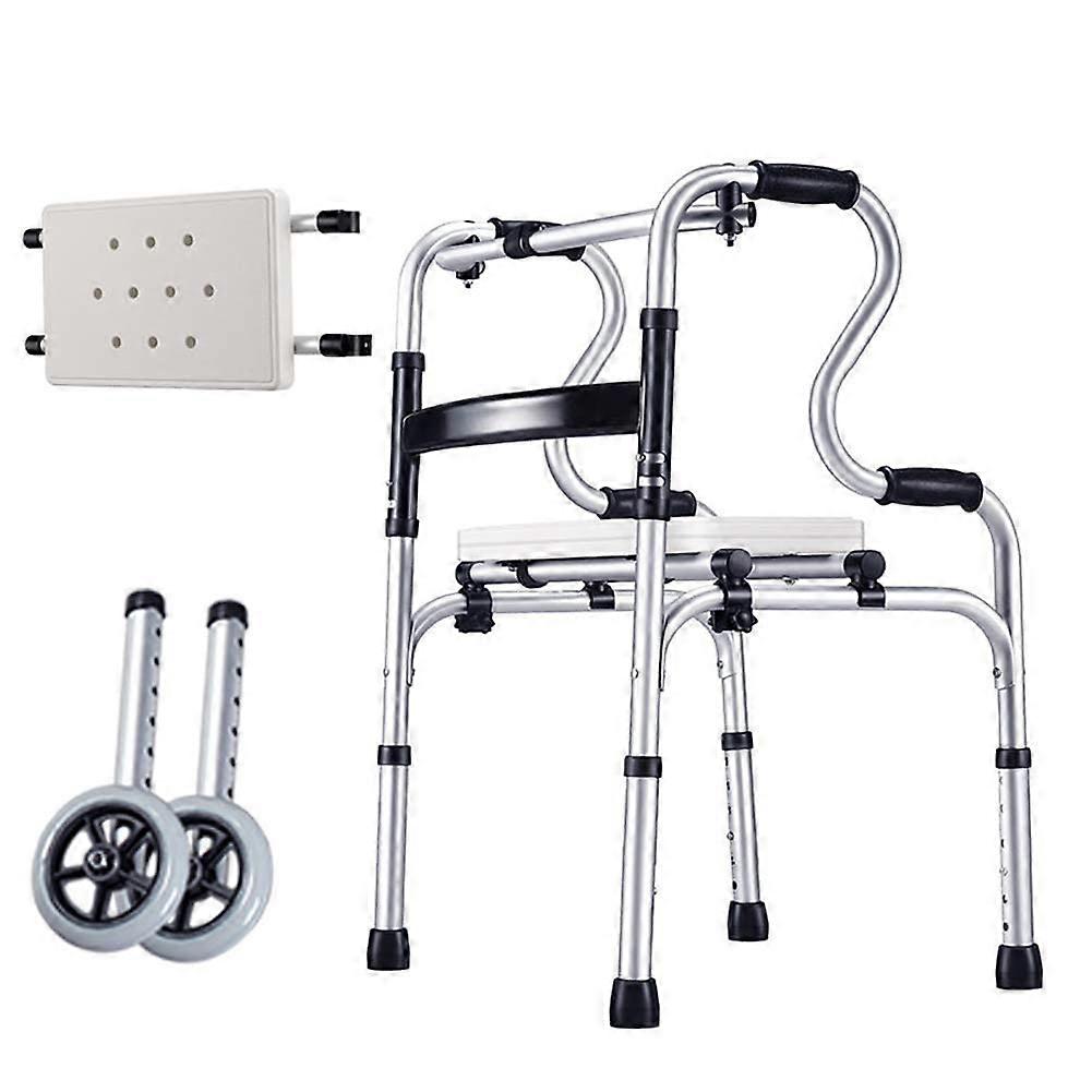 Folding frontwheel walker, heightadjustable, alternative to crutches, double comfort, walking aid for seniors.