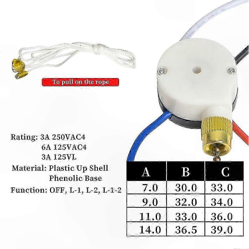Ceiling Fan Pull Switch,ZE-208S E89885 3 Speed 4 Wire Fan Switch Pull Chain Cord Switch Fan Lights