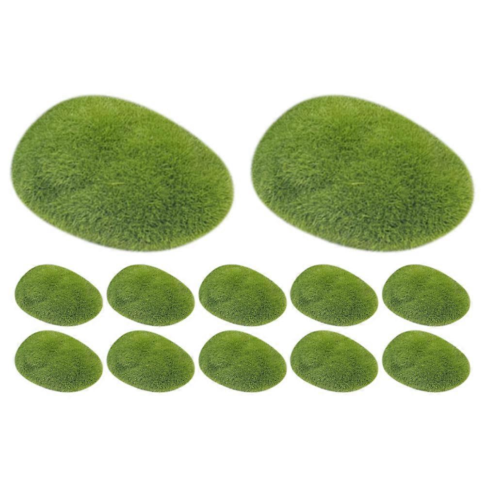 Artificial Moss Rocks 12pcs Set – Miniature Landscape Decor Faux Stones for Outdoor Garden Micro Scenes, Realistic Greenery for DIY Crafting & Easy