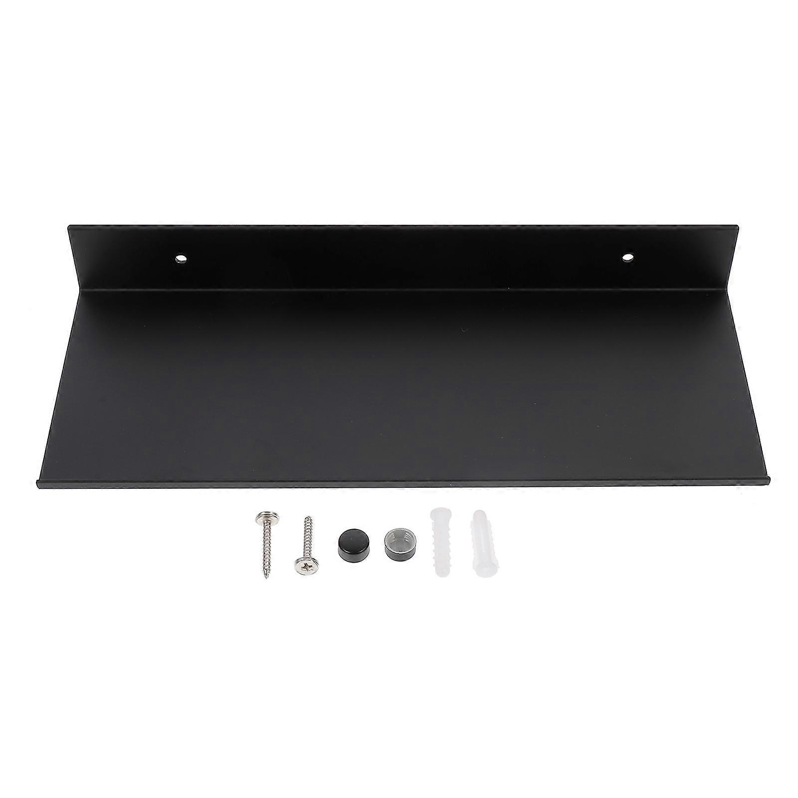 Black Wall Mounted Bathroom Shelf Space Saving Rustproof Strong Floating Storage Rack 30cm 2pcs
