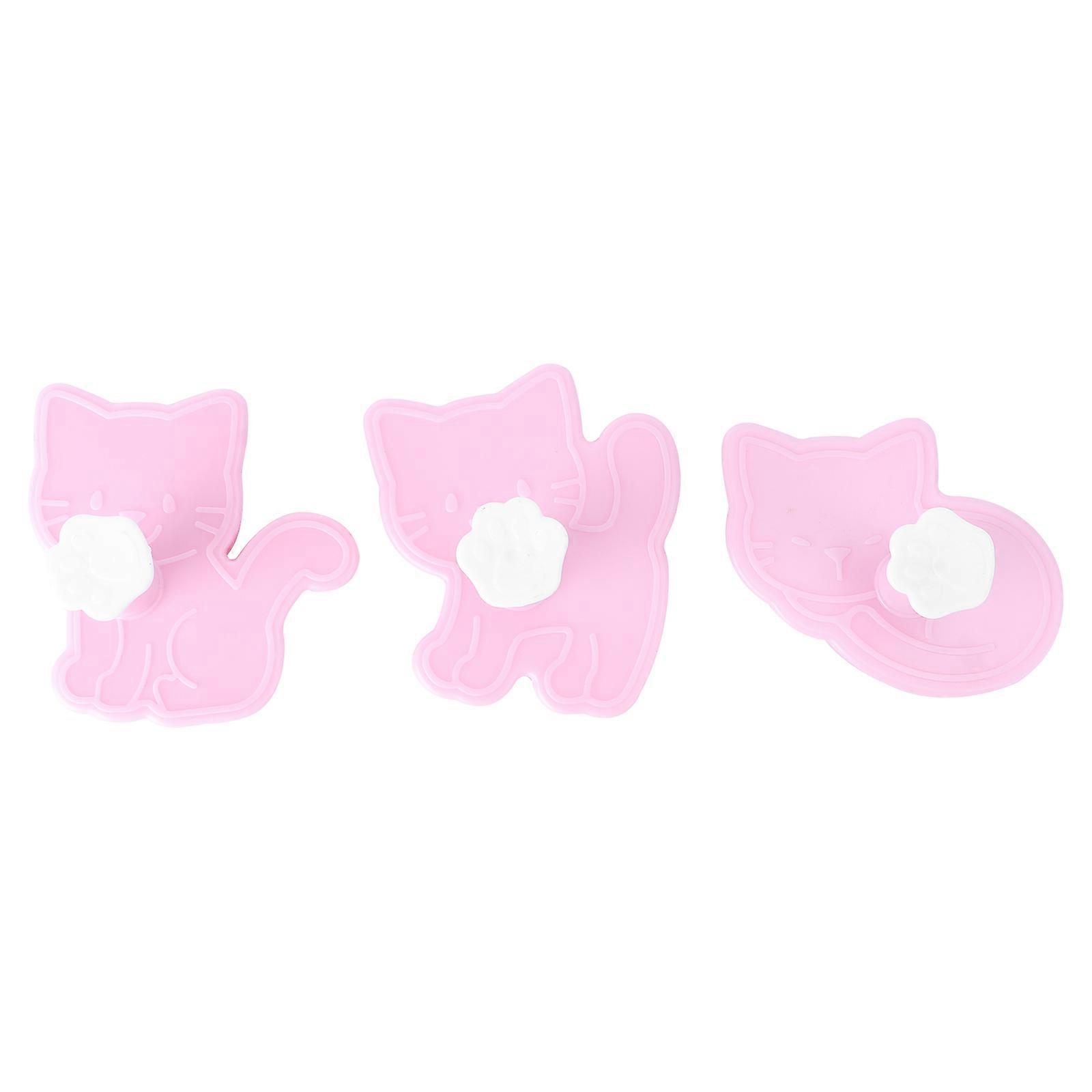Baking Molds 3Pcs Cat Shaped Cookie Mold For Baking Lovers Pink Silicone Easy To Clean Use
