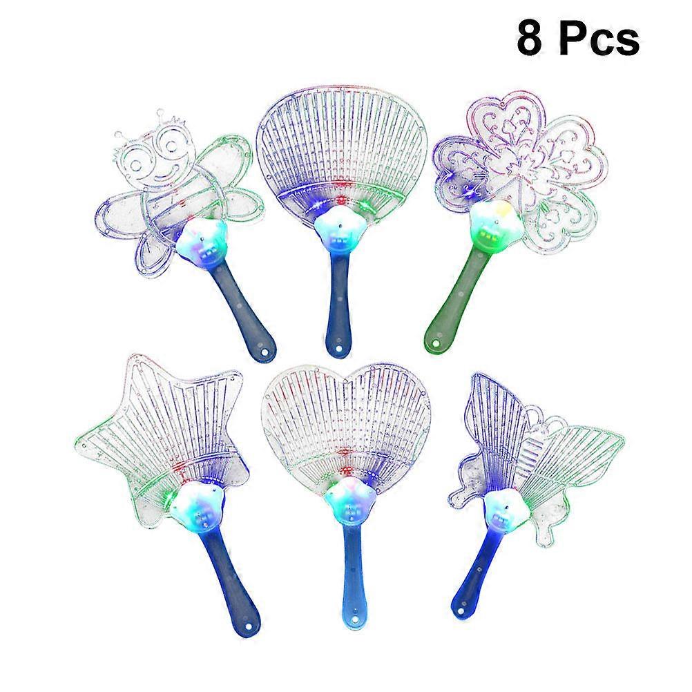 Handheld LED Flashing Fan Cooling Device For Kids And Teens 8 Pcs