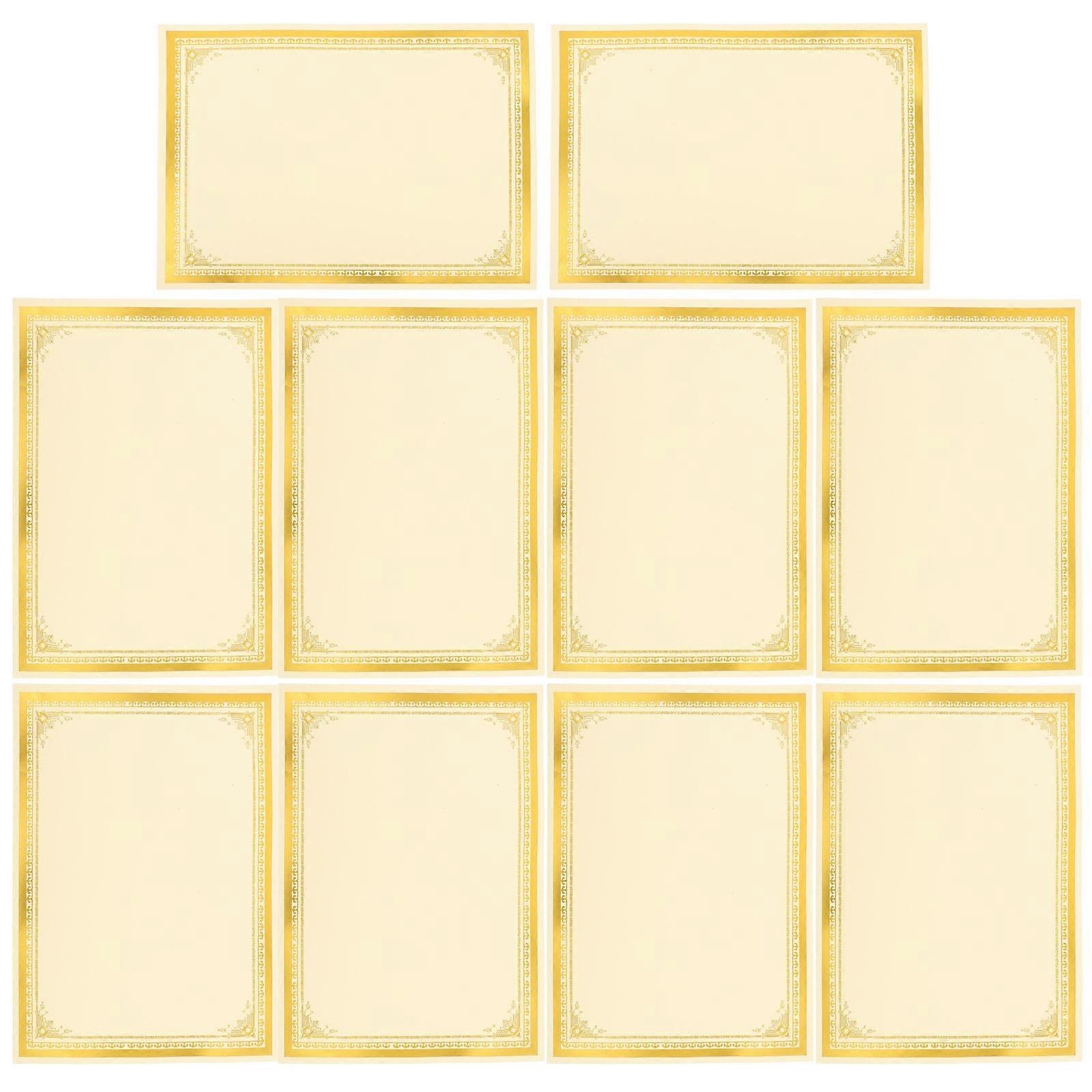 10Pcs Printable Certificate Paper Smooth Writing Experience Golden Rectangular Inner Paper Award Ceremony Graduation