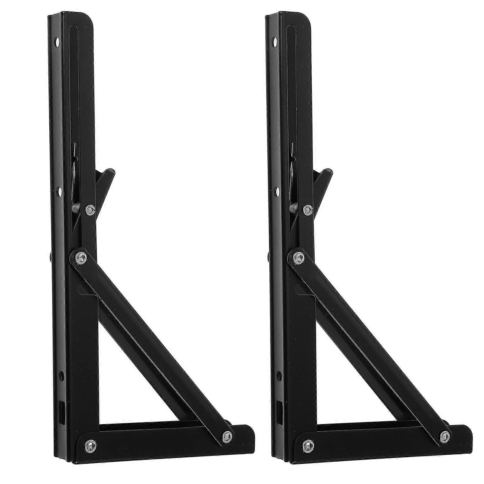Collapsible Shelf Bracket Heavy Duty Multifunctional Design For Shelves Tables Benches Black 9.51X4.68X0.90IN 2Pcs