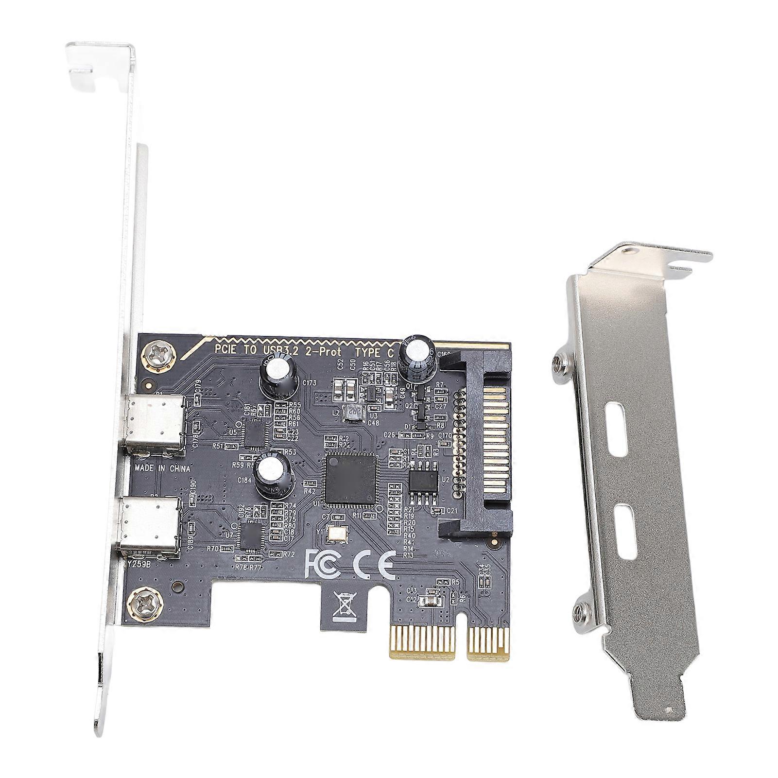 PCIe-zu-Typ-C-Adapter USB 3.2 Gen1 2-Port-Erweiterungskarte ASM1042 Hauptsteuerchip 5 Gbit/s für Desktop-PC