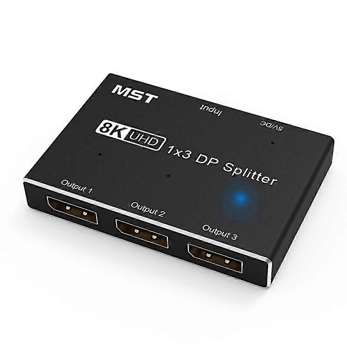 For displayport 8k 1x3 dp splitter 8k60hz 4k120hzz mst sst hub multi monitor splitter with extended