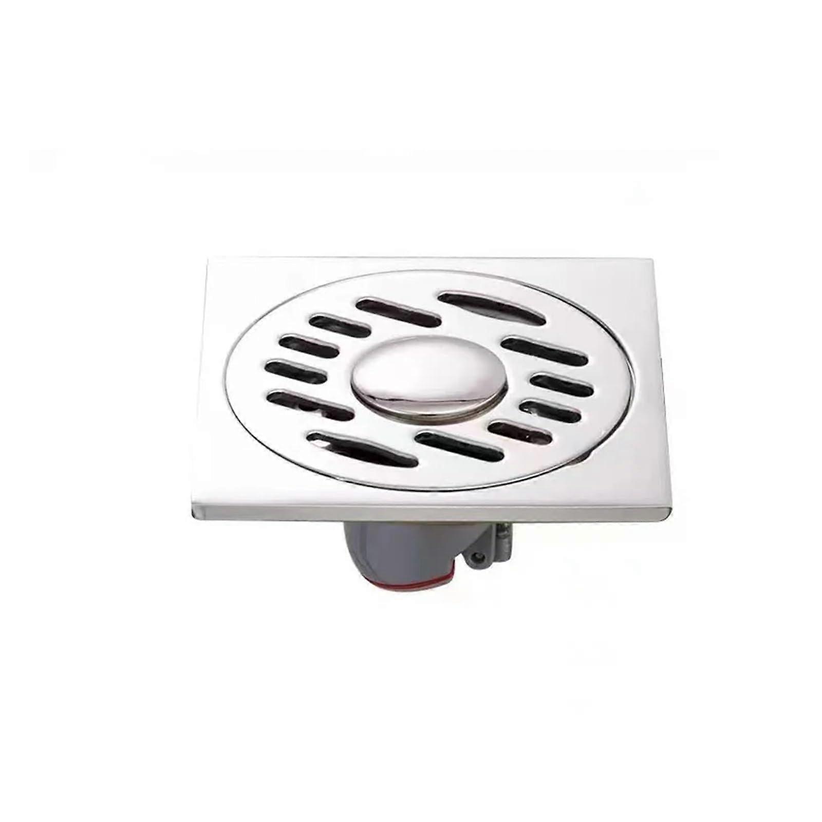 HWEIH 10x10cm Bathroom Floor Shower Drain Stainless Steel Square Drainage
