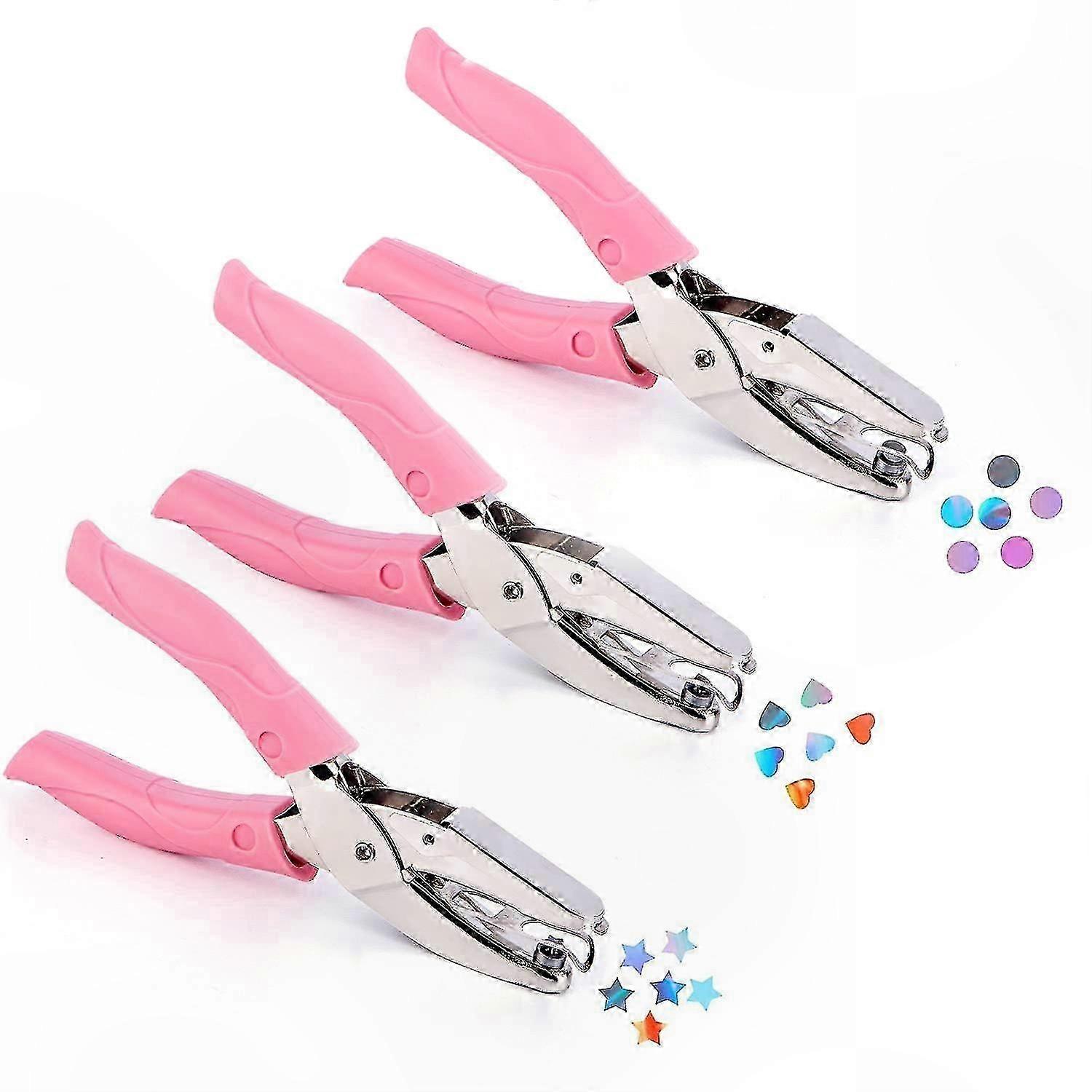 3-Pack Soft Grip Metal Hole Punchers, DIY Craft Tool for Paper, Tags, Cloth with Circle, Star, Heart Shapes