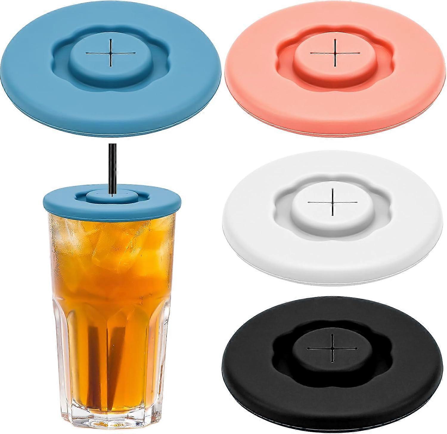 4-Piece Silicone Cup Lids, Reusable Alcohol Beverage Lids