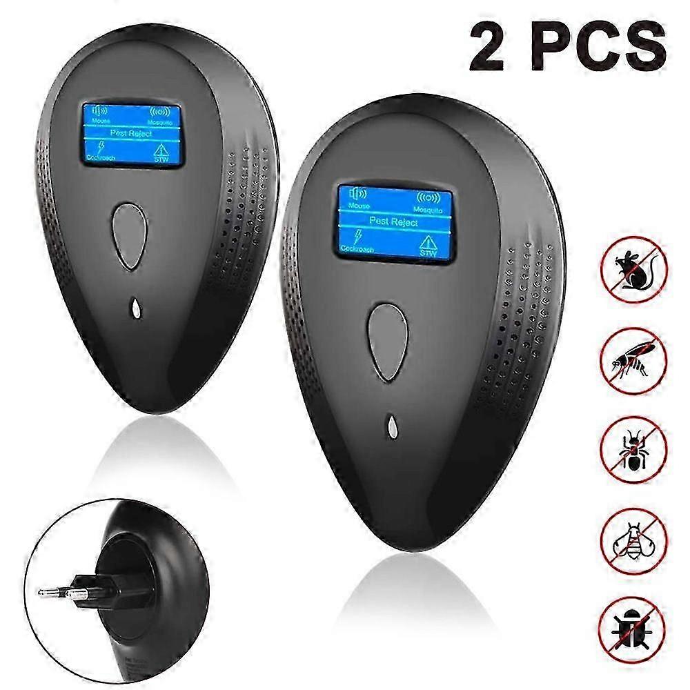 ​2 Pack Ultrasonic Pest Repeller Electronic Rodent Repellent Triple Wave Adjustable Frequency Pest Control Device​