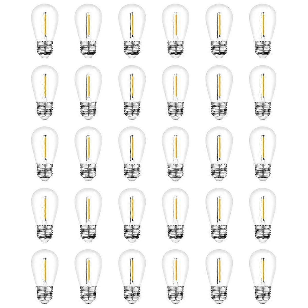 30-Pack Outdoor String Light Bulbs, Waterproof S14 Replacement Bulb, E26 Base Warm White