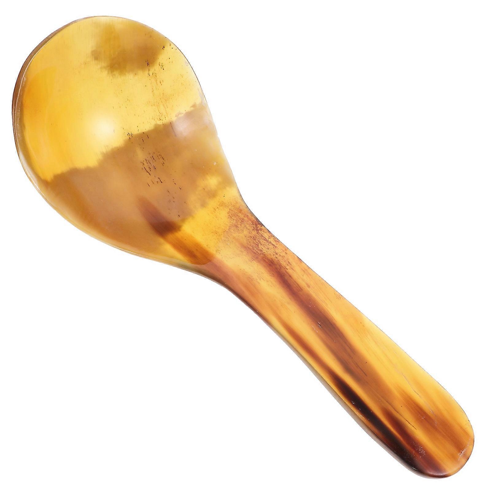 Handmade Ox Horn Soup Scoop Spoon for Serving Soup, Tea, Coffee – Smooth Surface, Unique Random Color Gift Option