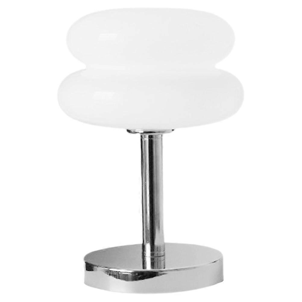 Bedside Table Lamp Glass Table Night Light Metal White Lighting 1Pcs