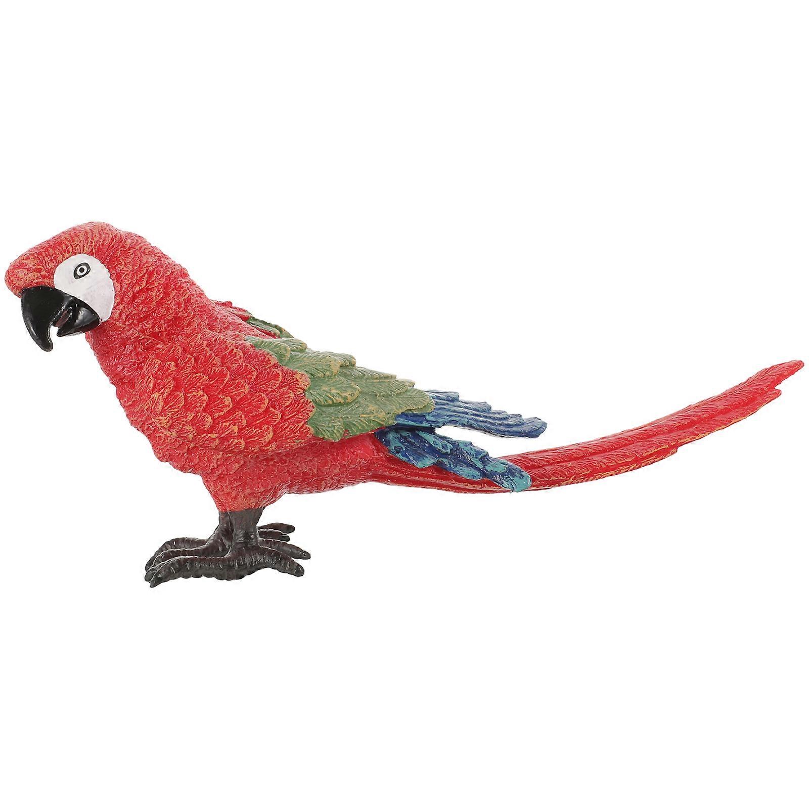Lifelike Artificial Parrot Statue for Decor Made of Plastic Red Color Compact Size 4.5 Inches