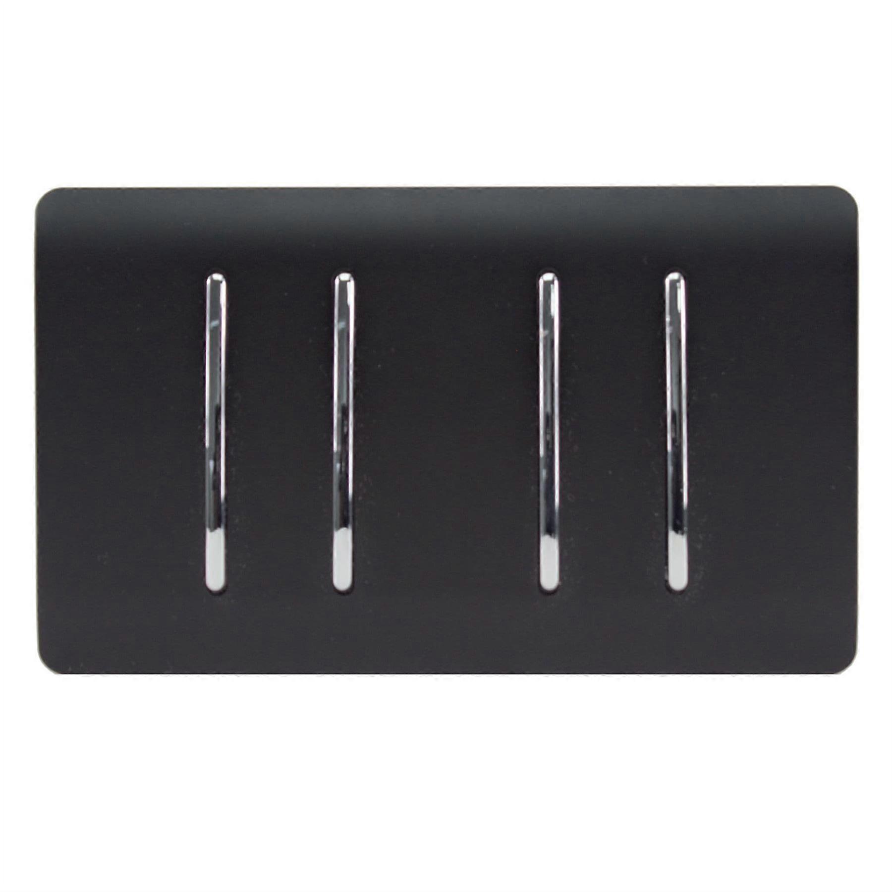 Trendi  4 Gang 2 Way Rocker Double Plate Light Switch in Matt Black