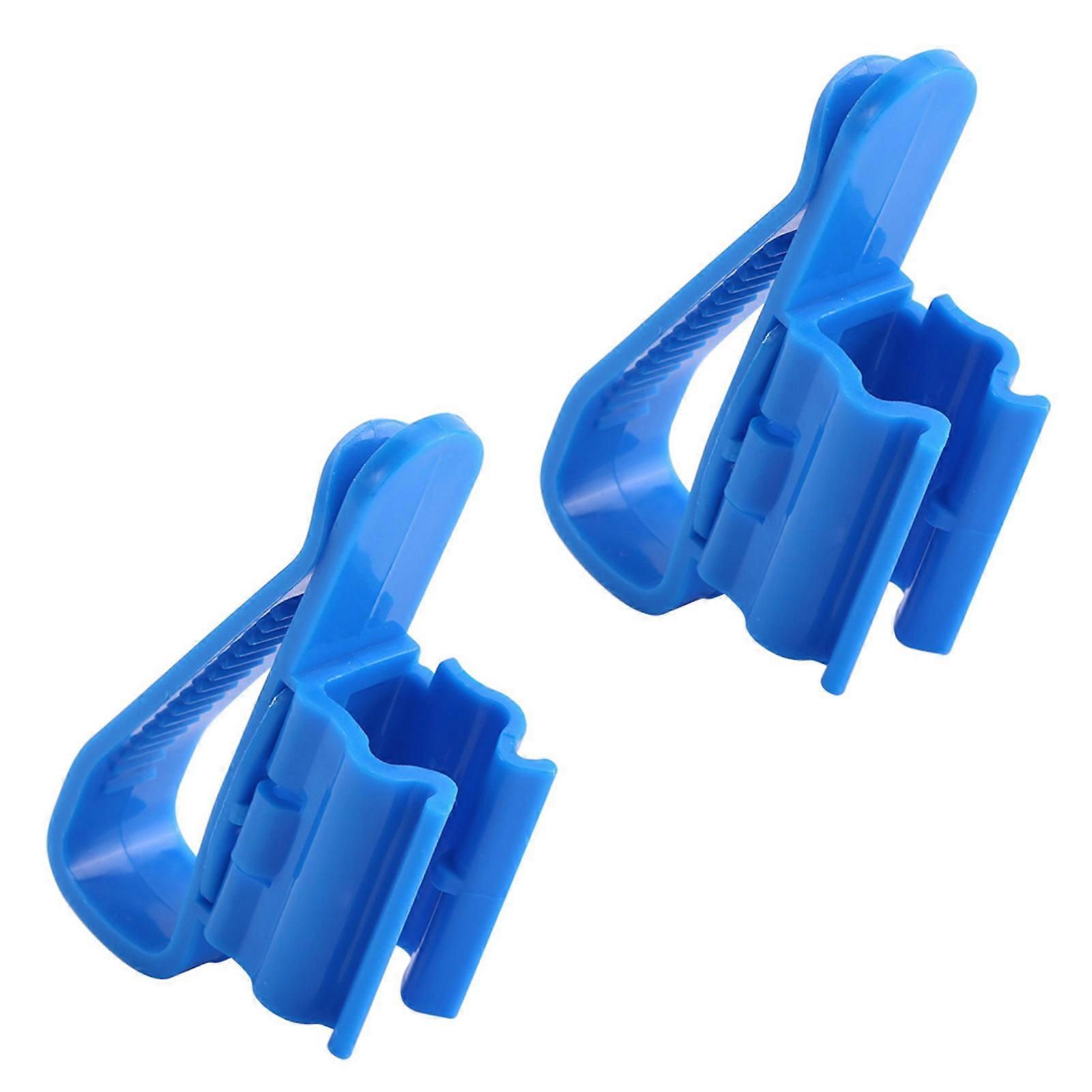 2Pcs Adjustable Blue Plastic Fish Tank Hose Clips 8.5x2.6cm