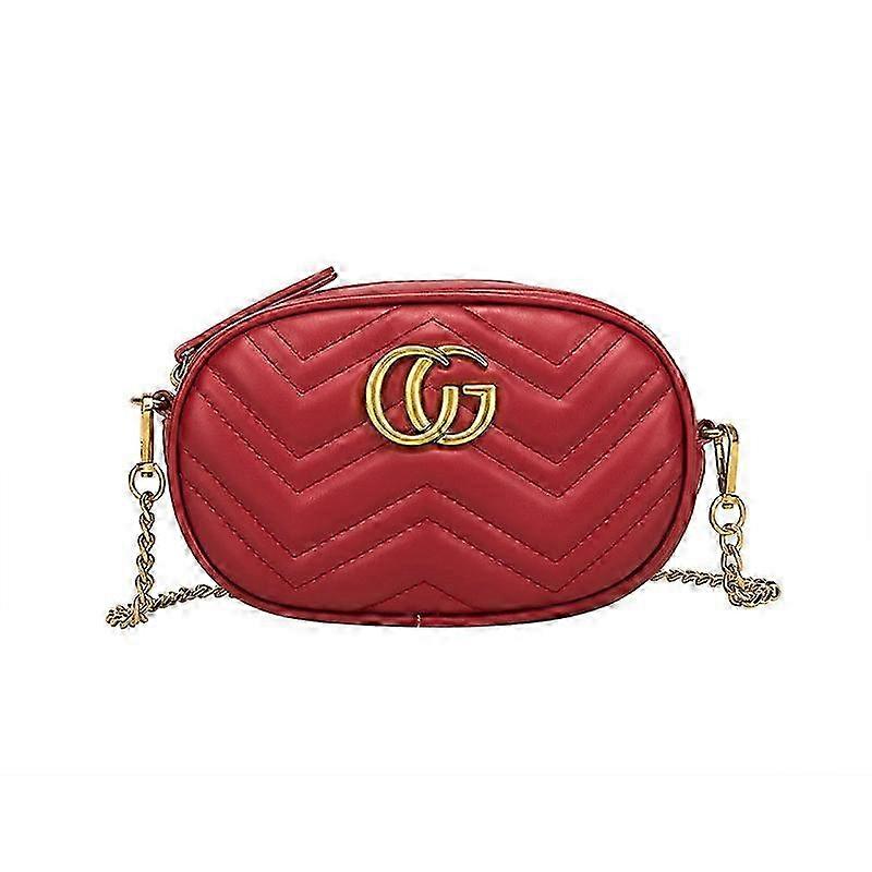 Chain Camera Nude Crossbody Bag Authentic RED