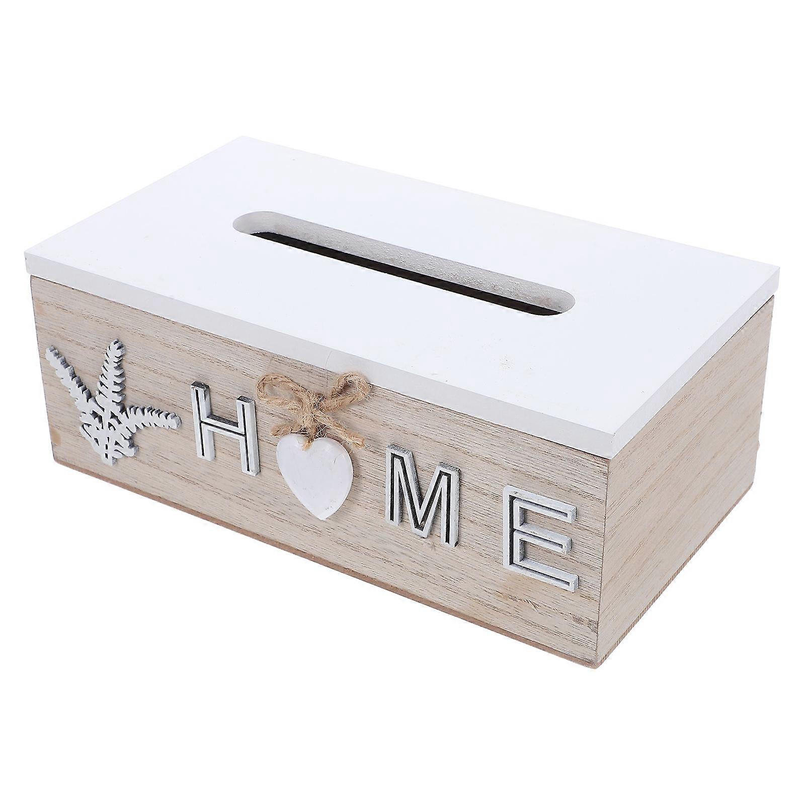 Elegant Rustic Tissue Box Cover for Bathroom Office and Living Room Made with Beige Density Board 1Pack