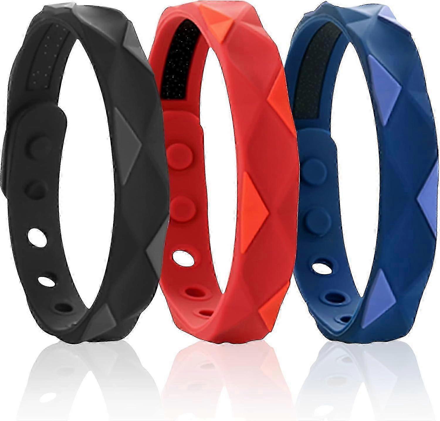 3Pcs Far Infrared Negative Ions Wristband, Adjustable Negative Anti-Static Silicone Sport Bracelets Negative Ions Wristband